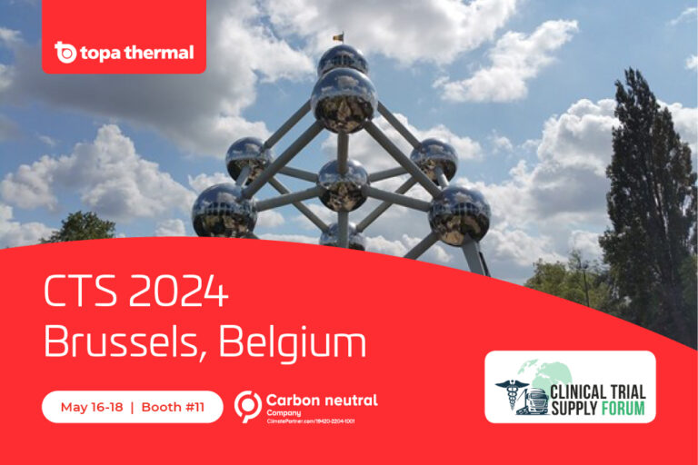Advertisement for CTS 2024 event in Brussels, Belgium featuring the Atomium structure and logos of sponsor Topa Thermal